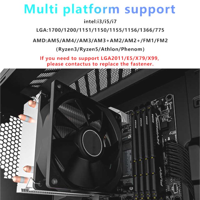 BRAINZAP CPU Kühler 4-PIN PWM 100W TDP Fan Lüfter Intel 1150 1151 1155 1156 1700 AMD AM2 AM3 AM4