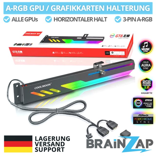 COOLMOON A-RGB GPU-Halterung Grafikkarte Halter Horizontal Unterstützung 5V Aura Asus ASrock MSI Gigabyte