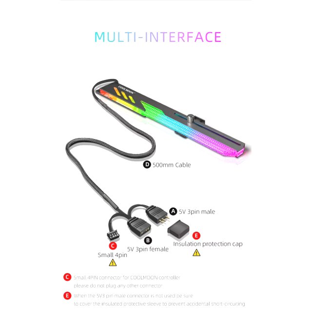 COOLMOON A-RGB GPU-Halterung Grafikkarte Halter Horizontal Unterstützung 5V Aura Asus ASrock MSI Gigabyte