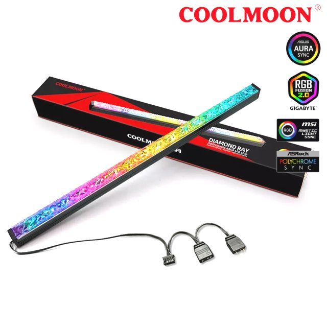 COOLMOON A-RGB LED-Leiste Lichtleiste Diamond/Crystal 3-PIN Magnet Aura Asus Asrock MSI Gigabyte Magentisch