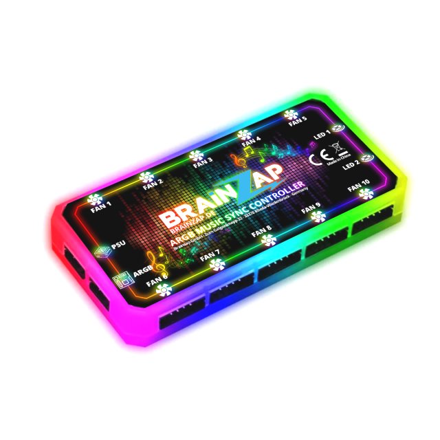 BRAINZAP A-RGB RGB 5V 6-PIN Controller - Lüfter Fan Music Sync - Aura Asus Asrock MSI Gigabyte Coolmoon Kompatibel