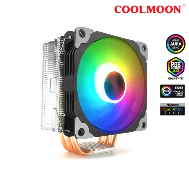 COOLMOON CPU Kühler Frost X5 - Fan Lüfter A-RGB Aura Asus Asrock MSI Gigabyte für Intel/AMD CPUs