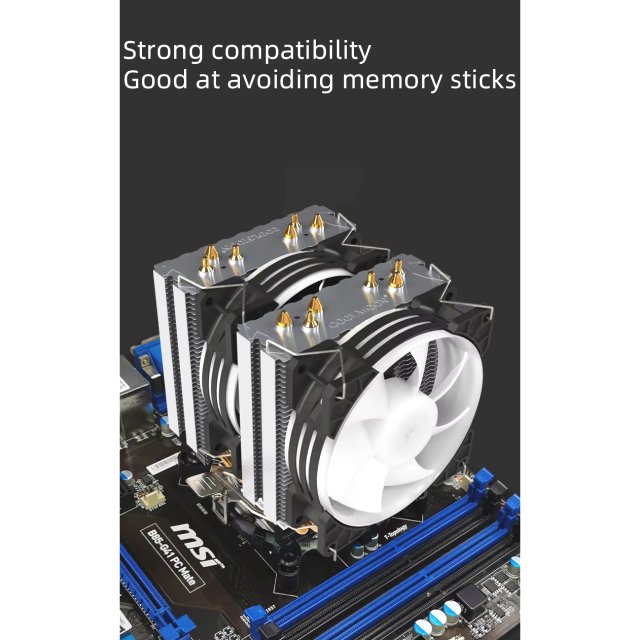 COOLMOON CPU Kühler MX6 Fan Lüfter RGB Dual Fan Heatpipe Prozessor 12V PWM 195W 1151 115X AM3 AM4 Intel & AMD