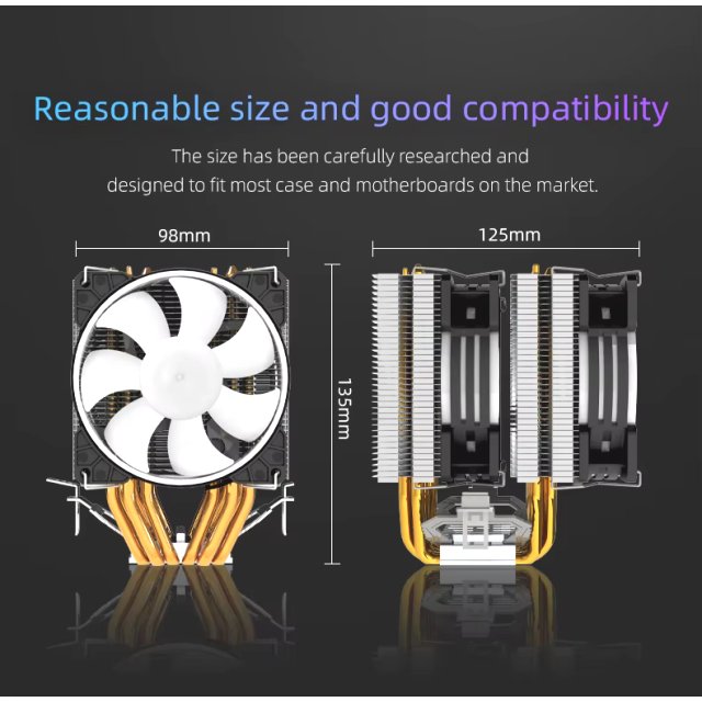 COOLMOON CPU Kühler MX6 Fan Lüfter RGB Dual Fan Heatpipe Prozessor 12V PWM 195W 1151 115X AM3 AM4 Intel & AMD