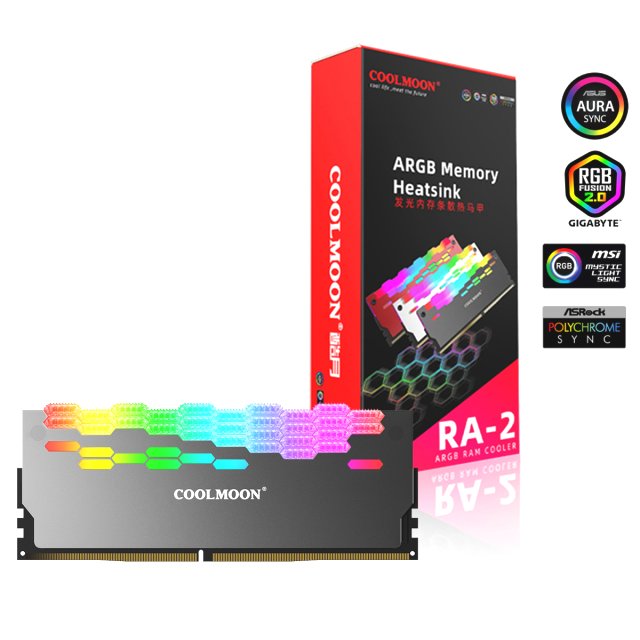 COOLMOON LED A-RGB RAM Kühler Crystal Dragon Shield 3-PIN Heatsink Memory Aura Asus Asrock MSI Gigabyte