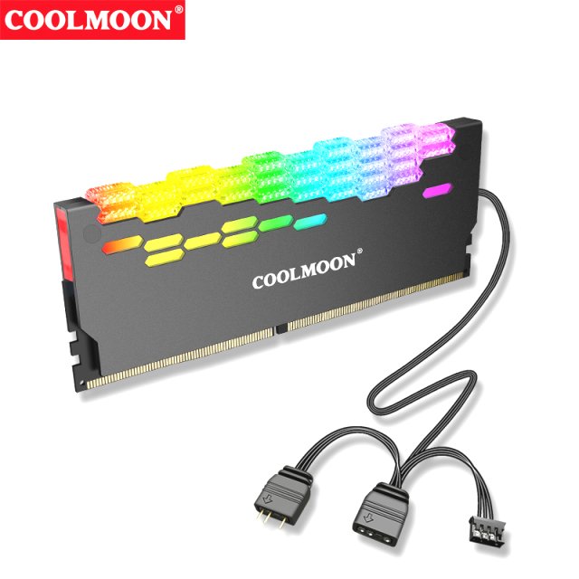COOLMOON LED A-RGB RAM Kühler Crystal Dragon Shield 3-PIN Heatsink Memory Aura Asus Asrock MSI Gigabyte
