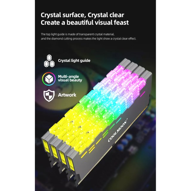 COOLMOON LED A-RGB RAM Kühler Crystal Dragon Shield 3-PIN Heatsink Memory Aura Asus Asrock MSI Gigabyte