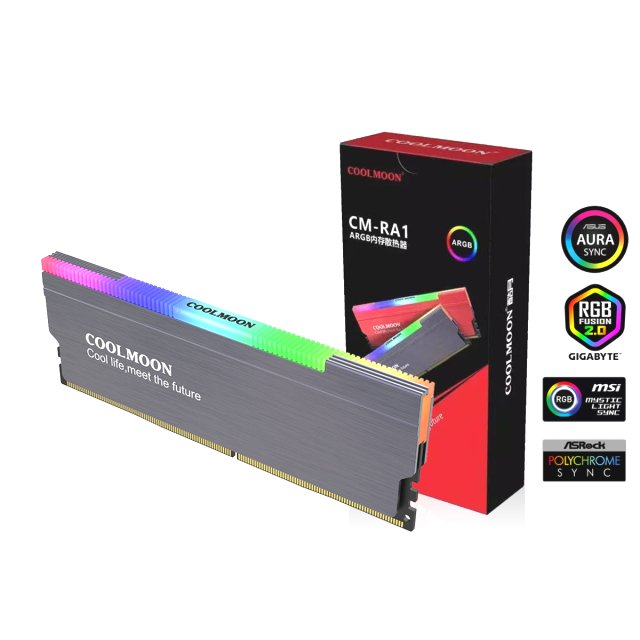 COOLMOON LED A-RGB RAM Kühler Heatsink Memory 3-PIN Aura Asus Asrock MSI Gigabyte