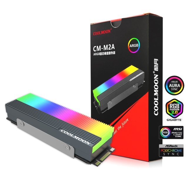 COOLMOON LED A-RGB RGB M.2 Kühler Heatsink SSD 3-PIN Controller Alu Aura Asus MSI Gigabyte