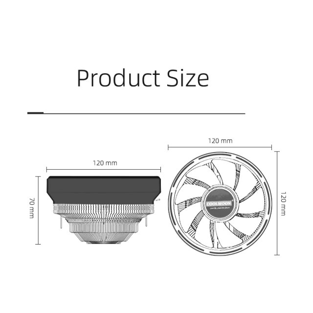 COOLMOON RGB CPU Kühler - 95W TDP - Fan Lüfter Prozessor 12V PWM 1150 1151 1155 AM2 AM3 AM4 Intel & AMD