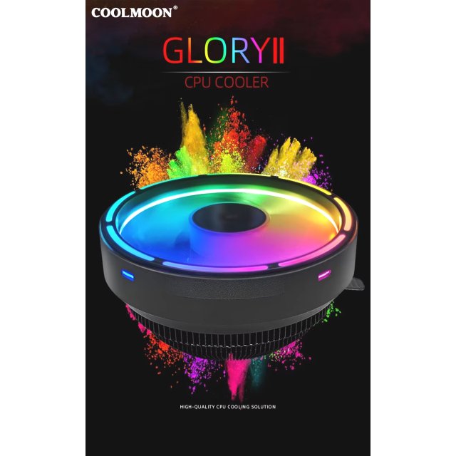 COOLMOON RGB CPU Kühler - 95W TDP - Fan Lüfter Prozessor 12V PWM 1150 1151 1155 AM2 AM3 AM4 Intel & AMD