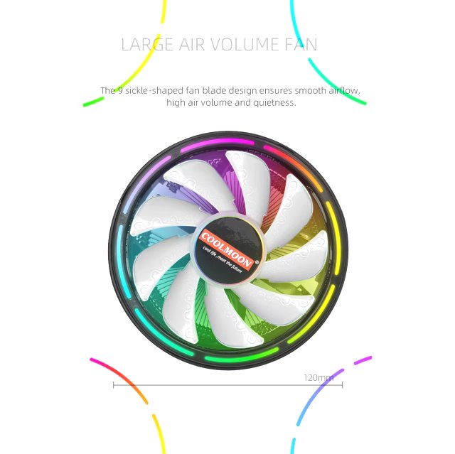 COOLMOON RGB CPU Kühler - 95W TDP - Fan Lüfter Prozessor 12V PWM 1150 1151 1155 AM2 AM3 AM4 Intel & AMD