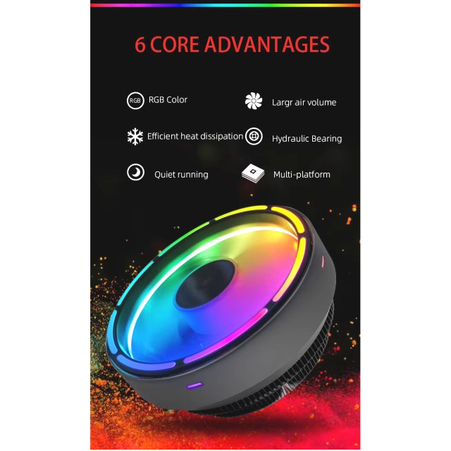COOLMOON RGB CPU Kühler - 95W TDP - Fan Lüfter Prozessor 12V PWM 1150 1151 1155 AM2 AM3 AM4 Intel & AMD