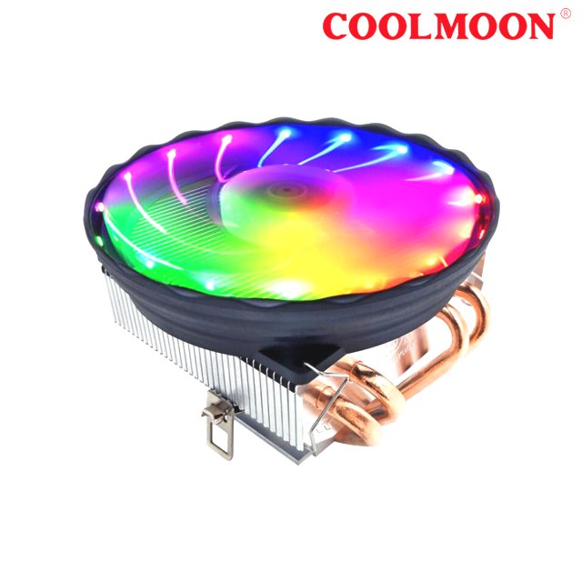 COOLMOON RGB CPU Kühler V4 - 100W TDP Topblow Heatpipe - Fan Lüfter Prozessor