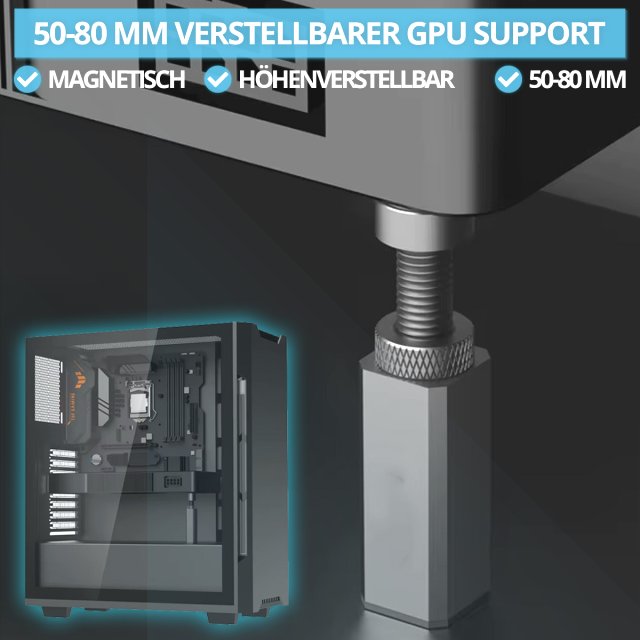 BRAINZAP GPU-Halterung 50-80mm Aluminium Grafikkarten Halter Support Vertikal Magnetisch