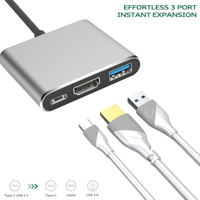 BRAINZAP HDMI Typ C USB-C HUB HDMI Adapter USB C zu HDMI Adapter USB 3.1-3.0 3 in 1 4K