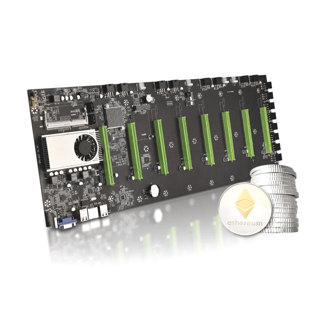 BRAINZAP Intel HM77 BTC-D37 Crypto Mining Mainboard 55mm 8x PCI-Express PCIe Motherboard All-in-One mit CPU