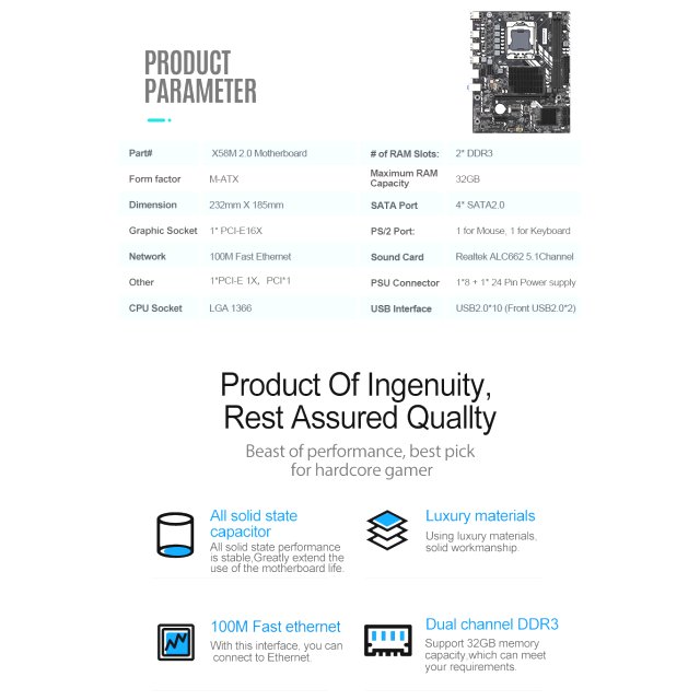 BRAINZAP Intel X58 Sockel LGA 1366 Mainboard - ECC RDIMM - Xeon Support