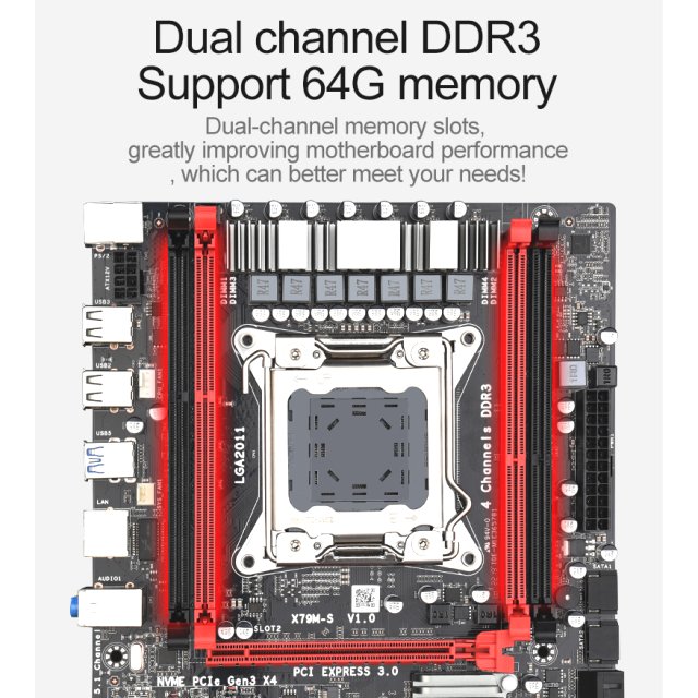 BRAINZAP Intel X79 Sockel LGA 2011 Mainboard - NVMe M.2 PCI-Express 3.0 x16 - ECC RDIMM - Xeon-E5