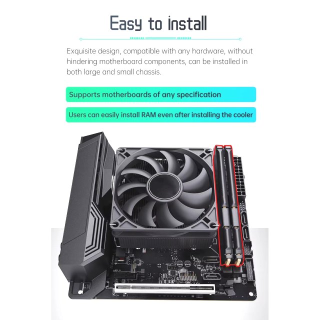 BRAINZAP ITX CPU Kühler 45 mm 4-PIN PWM 130W TDP Fan Lüfter Intel LGA 1150 1151 1155 1156 1200 1366 2011 1700 - AMD AM2 AM3 AM4 AM5 FM1 FM2