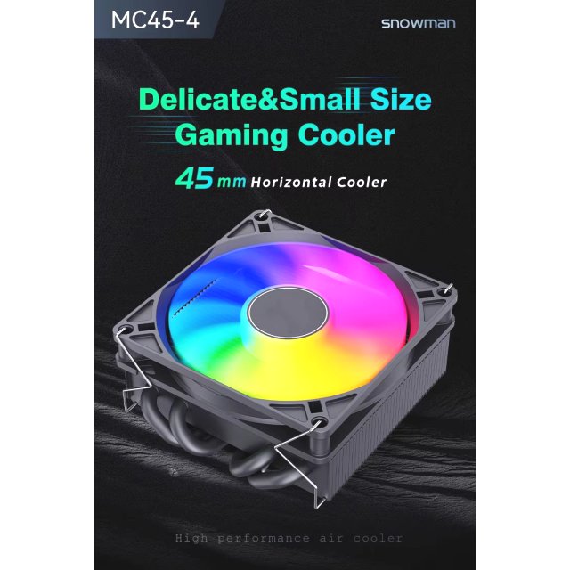 BRAINZAP ITX CPU Kühler 45 mm A-RGB 4-PIN PWM 130W TDP Fan Lüfter Intel LGA 1150 1151 1155 1156 1200 1366 2011 1700 - AMD AM2 AM3 AM4 AM5 FM1 FM2