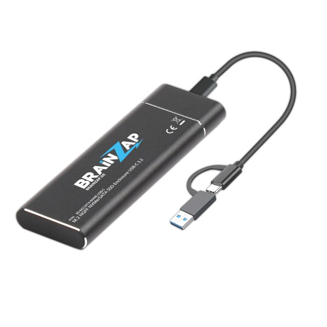 BRAINZAP M.2 M2 NGFF NVMe + SATA III Externes SSD Gehäuse Case Adapter M-Key M+B Key USB-C USB 3