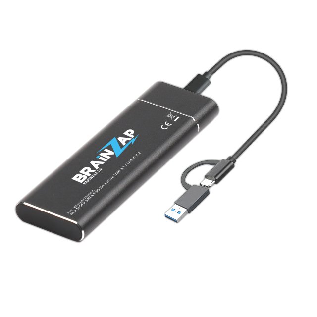 BRAINZAP M.2 M2 NGFF SATA III 6 GBit/s Externes SSD Gehäuse Case Adapter M-Key M+B Key USB-C USB 3