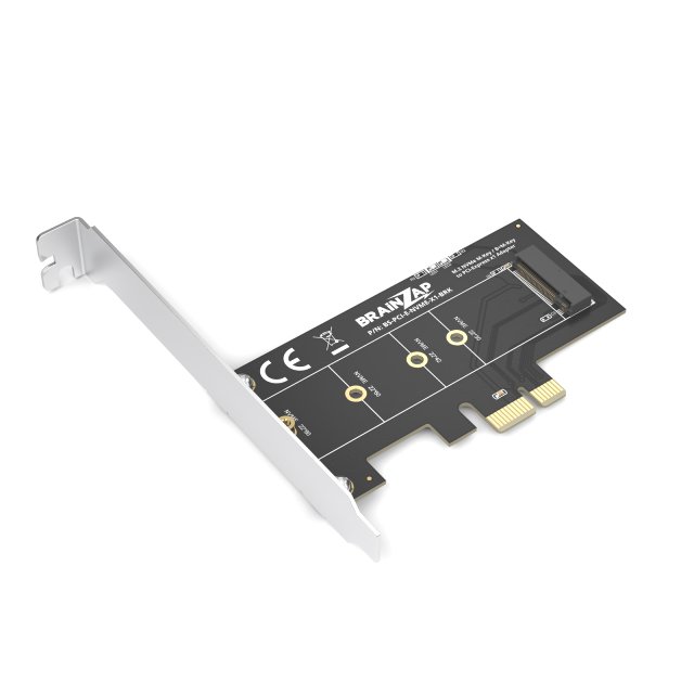 BRAINZAP M.2 M2 NVMe SSD zu PCI-E PCI-Express PCIe 3.0 x1 Adapter Konverter Karte M Key, B+M Key mit Blende