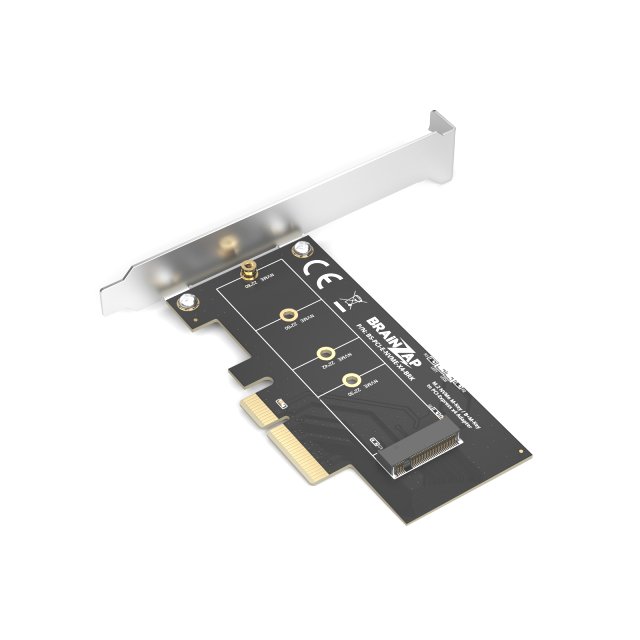 BRAINZAP M.2 M2 NVMe SSD zu PCI-E PCI-Express PCIe 3.0 x4 Adapter Konverter Karte M Key, B+M Key