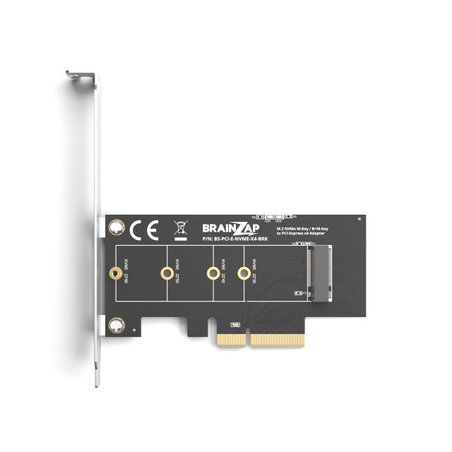 BRAINZAP M.2 M2 NVMe SSD zu PCI-E PCI-Express PCIe 3.0 x4 Adapter Konverter Karte M Key, B+M Key