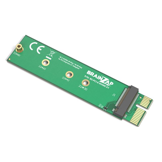 BRAINZAP M.2 M2 NVMe SSD zu PCI-E PCI-Express PCIe x1 Adapter Konverter Karte M, M+B Key