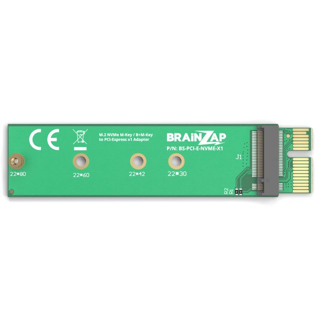 BRAINZAP M.2 M2 NVMe SSD zu PCI-E PCI-Express PCIe x1 Adapter Konverter Karte M, M+B Key