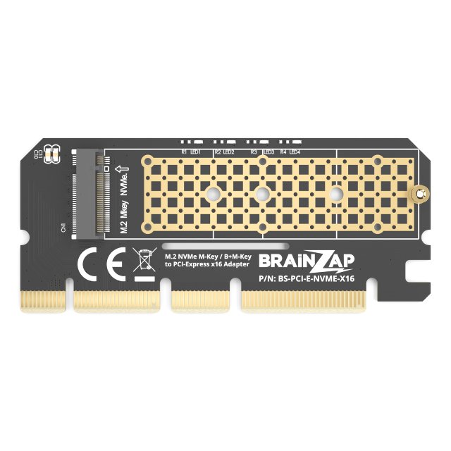 BRAINZAP M.2 M2 NVMe SSD zu PCI-E PCI-Express PCIe 3.0 x16 Adapter Konverter Karte M, M+B Key