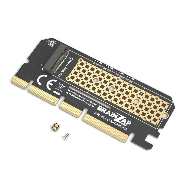 BRAINZAP M.2 M2 NVMe SSD zu PCI-E PCI-Express PCIe 3.0 x16 Adapter Konverter Karte M, M+B Key