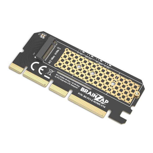 BRAINZAP M.2 M2 NVMe SSD zu PCI-E PCI-Express PCIe 3.0 x16 Adapter Konverter Karte M, M+B Key