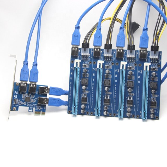 BRAINZAP PCI-Express Riser Karte Mining PCI-Express x1 auf 4x PCI-E USB3.0 Type