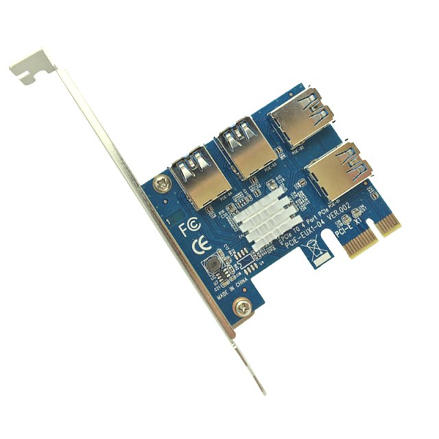 BRAINZAP PCI-Express Riser Karte Mining PCI-Express x1 auf 4x PCI-E USB3.0 Type