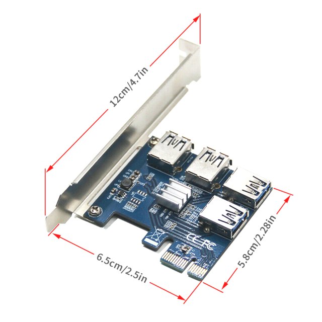 BRAINZAP PCI-Express Riser Karte Mining PCI-Express x1 auf 4x PCI-E USB3.0 Type