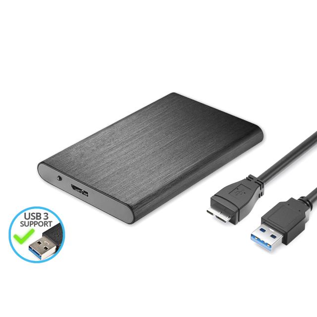 BRAINZAP SATA III 6 GBit/s 2,5 Zoll Externes HDD SSD Gehäuse Festplatten Case USB 3.0 Schwarz / Aluminiumoptik