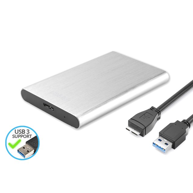 BRAINZAP SATA III 6 GBit/s 2,5 Zoll Externes HDD SSD Gehäuse Festplatten Case USB 3.0 Silber / Aluminiumoptik