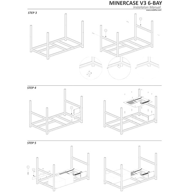 Veddha 6 GPU Stackable / Stapelbar - Open Air Ctypto Mining - Case / Frame / Rig / Bracket / Halterung Aluminium Schwarz
