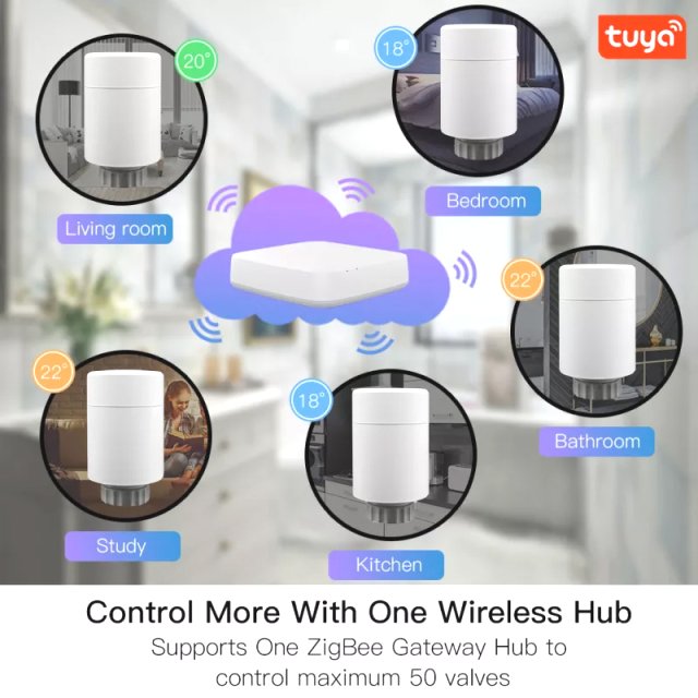 BRAINZAP Tuya Smart Home Heizkörper Thermostat / Steuerung Heizung Set 2x Thermostat + 1x Gateway App Google Alexa