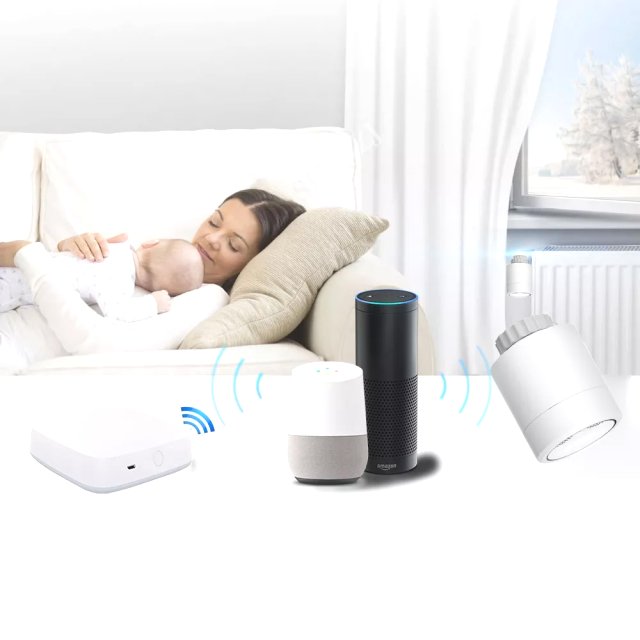 BRAINZAP Tuya Smart Home Heizkörper Thermostat / Steuerung Heizung Set 3x Thermostat + 1x Gateway App Google Alexa