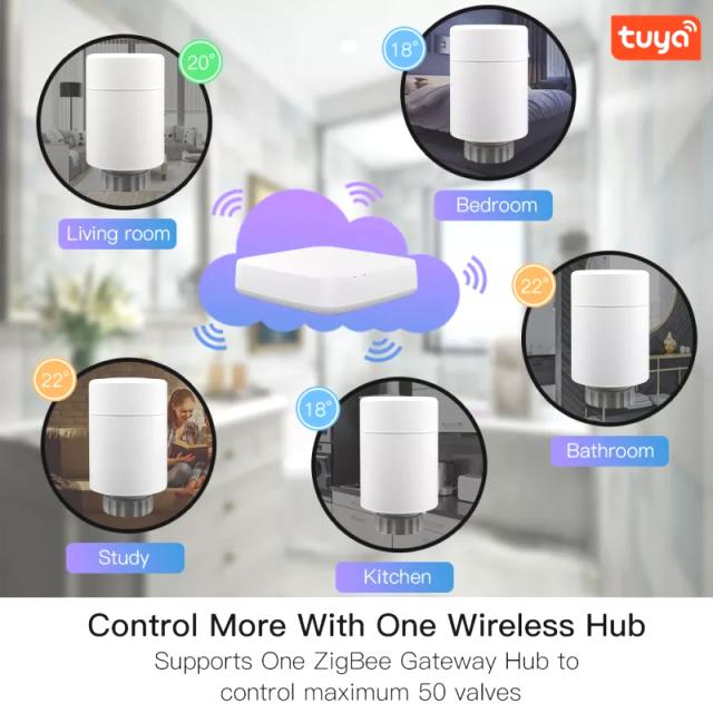 BRAINZAP Tuya Smart Home Heizkörper Thermostat für Zigbee-Gateway Heizung App Google Alexa
