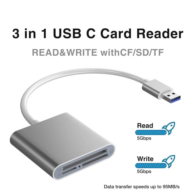 BRAINZAP USB 3.0 Kartenleser Alu Card Reader Kartenlesegerät A-i-O Micro SD SDHC CF MMC