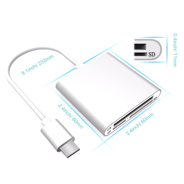 BRAINZAP USB-C Type C Alu Kartenleser Card Reader Kartenlesegerät Micro SD SDHC CF MMC