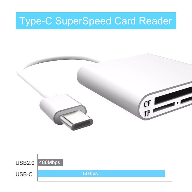 BRAINZAP USB-C Type C Alu Kartenleser Card Reader Kartenlesegerät Micro SD SDHC CF MMC